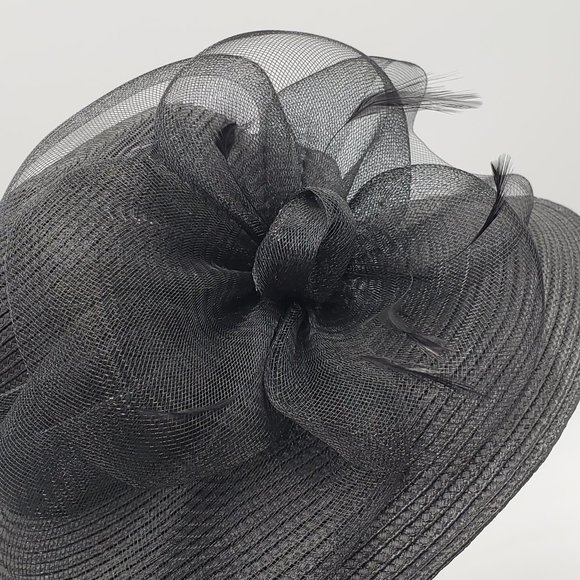 Kate Landry Black Hat with Feather Accent main image 8